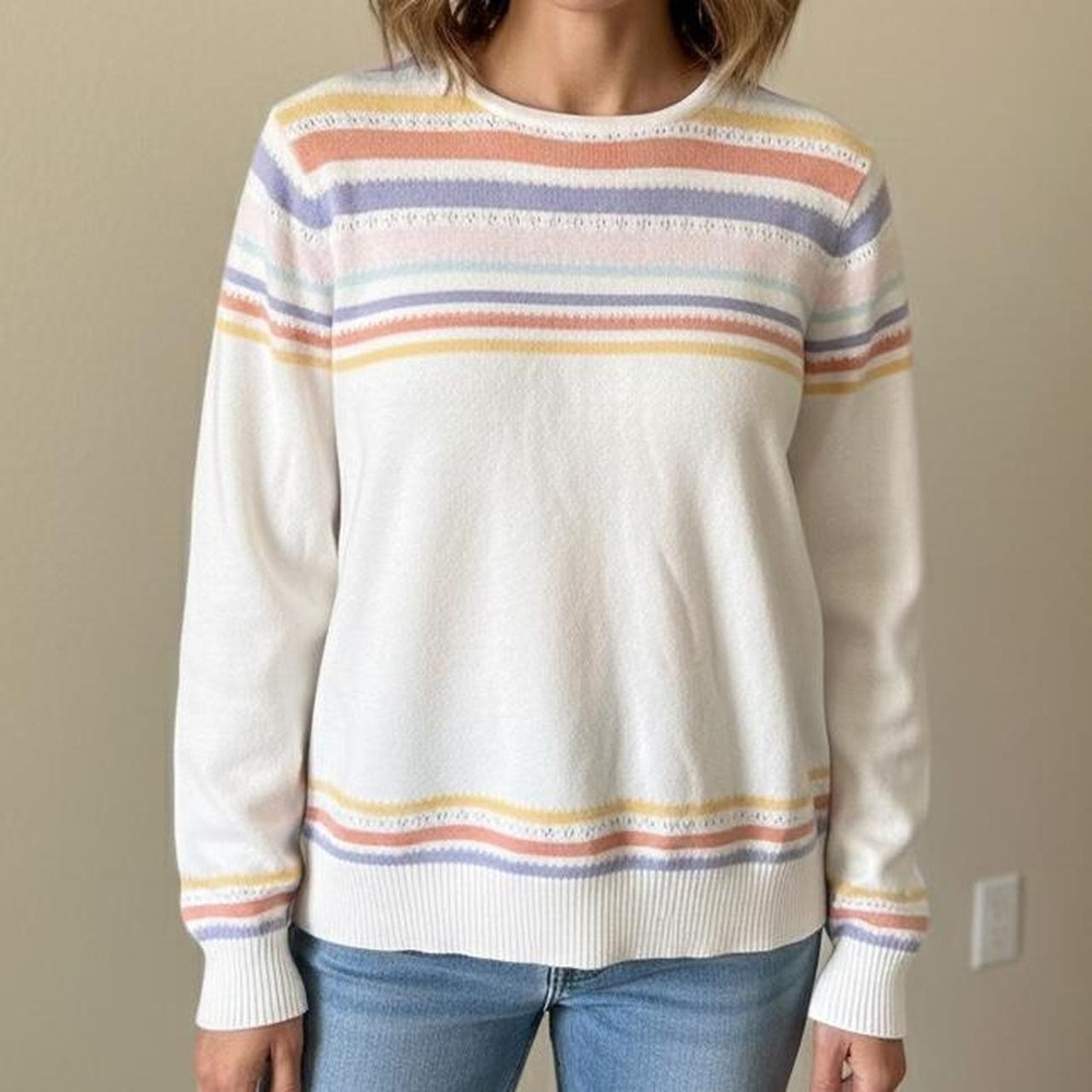 Christopher Banks Pastel Stripe Spring Sweater | Size M